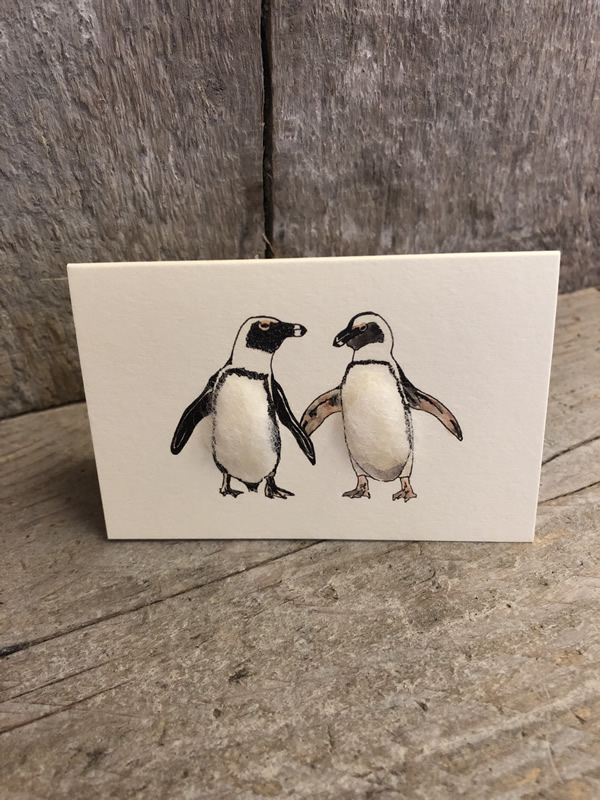 Mini African Penguins Card Penny Lindop Sally Bourne Interiors London Muswell Hill Greeting cards Handmade